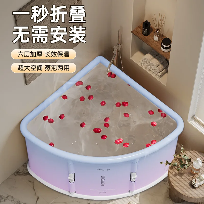 Bathtub,Portable Bathtub Large Foldable Soaking Bathing Tub For Adults Separate Family Bathroom Japanese SPA Collapsible Tub