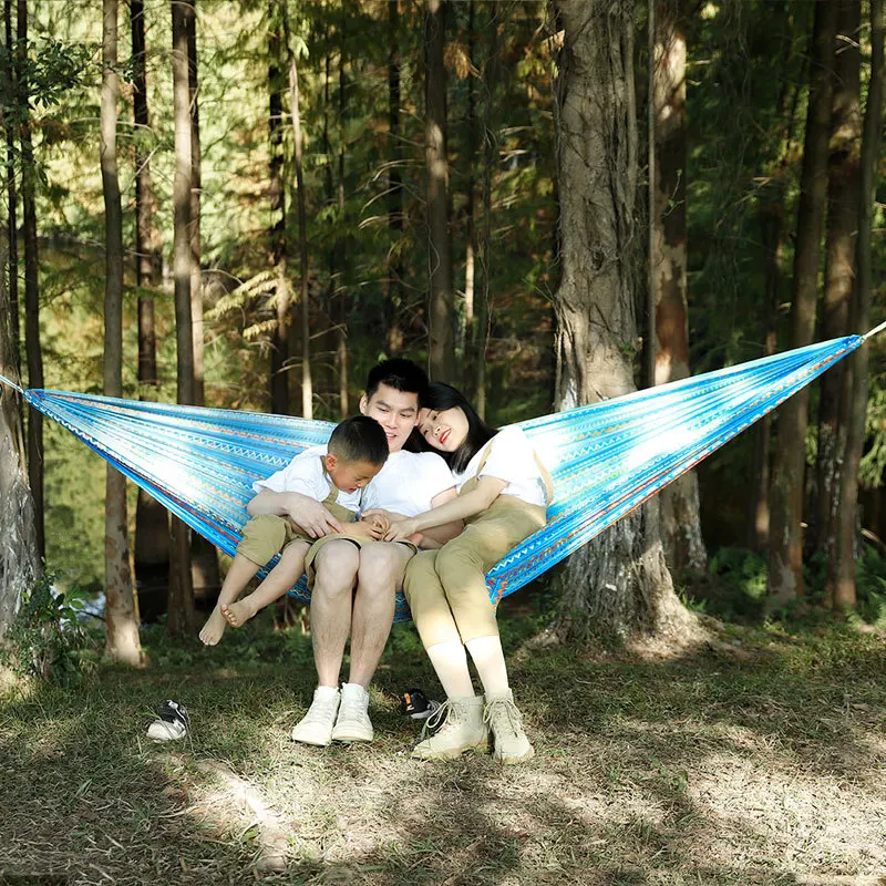 1pcs Outdoor Super Light Camping Hammock Travel Leisure Portable Hammock 260x140cm Parachute Cloth Anti-rollover Hammocks Swing