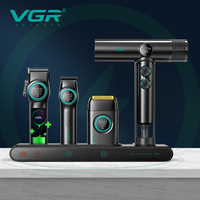 VGR Clipper Professional Hair Trimmer 9000 RPM Hair Cutting Machine Barber BLDC Motor Hair Dryer LED Shaver Stepless Pro 4 in 1