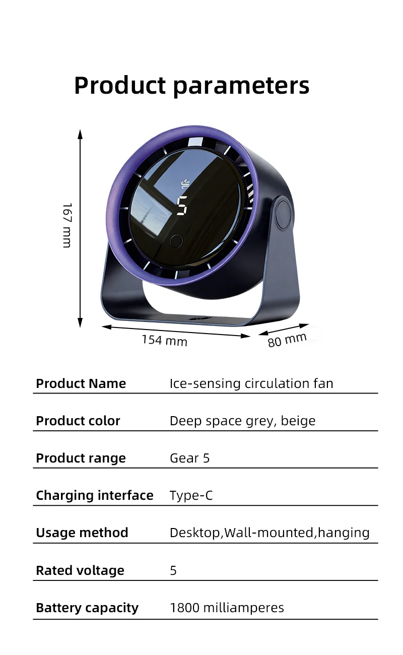 Cordless Wall Mount Fan USB Rechargeable 90° Tilt Quiet Desk Air Circulator Portable No Drill Fan for Home Office