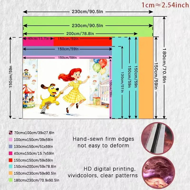 1 Buah Permadani Gadis Berambut Merah Ceria & Anjing Bergaya Slinky, Seni Dinding Ruang Bermain, Dekorasi Kamar Tidur Anak Poliester Lucu, Hadiah Dekorasi Kamar Anak