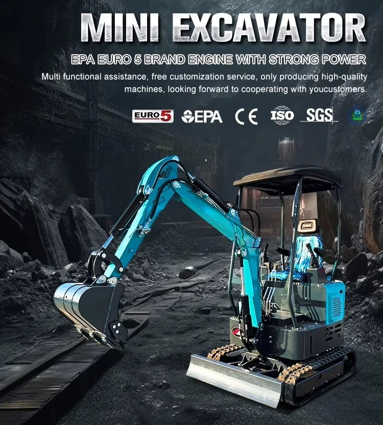 1.8 Ton CE EPA Engine Farm Cabin Mini Digger Small Hydraulic Crawler Mini Excavator Motor High Digging Power Sale