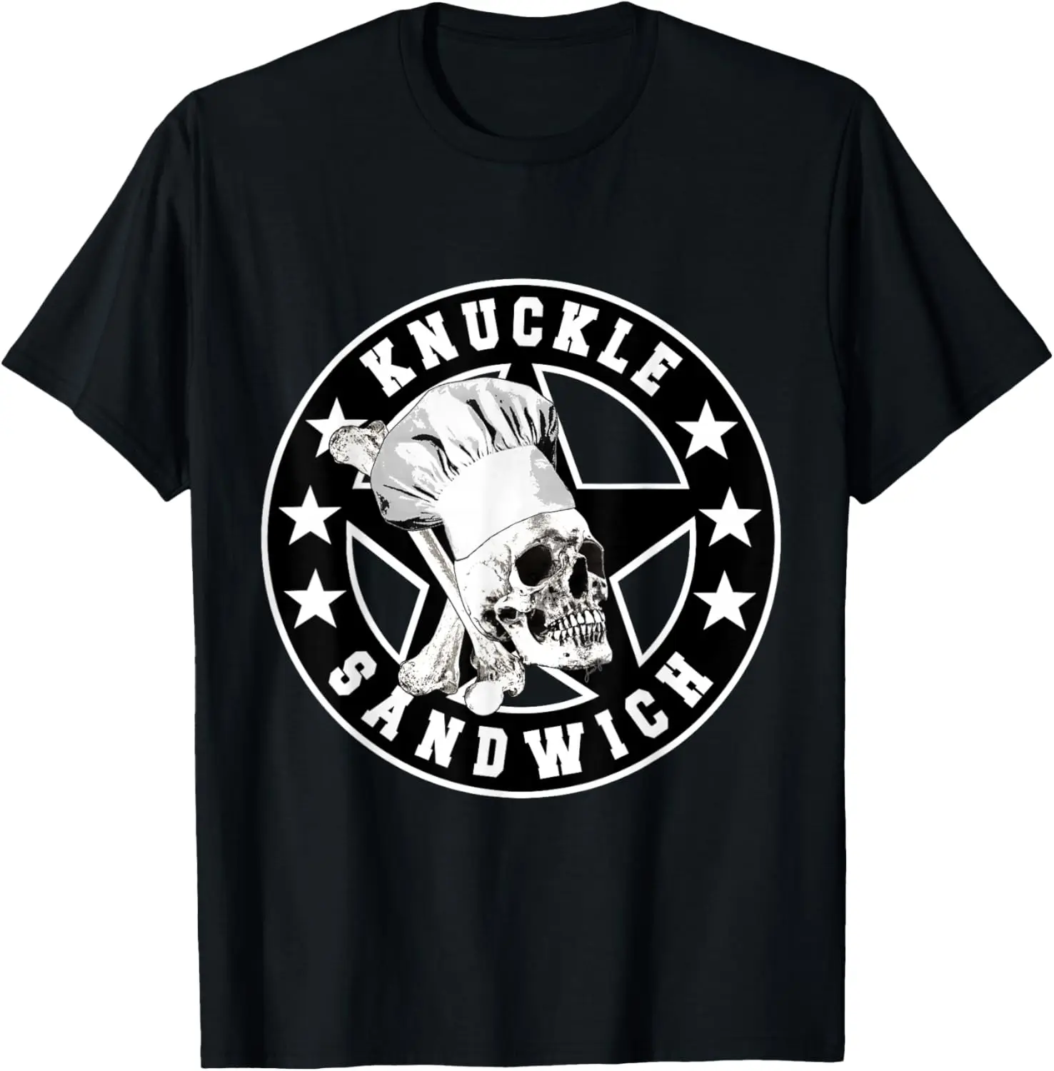 Knuckle Sandwich Chef Skull Graphic Tee Men Fashion Cotton Casual Streetwear T-Shirt