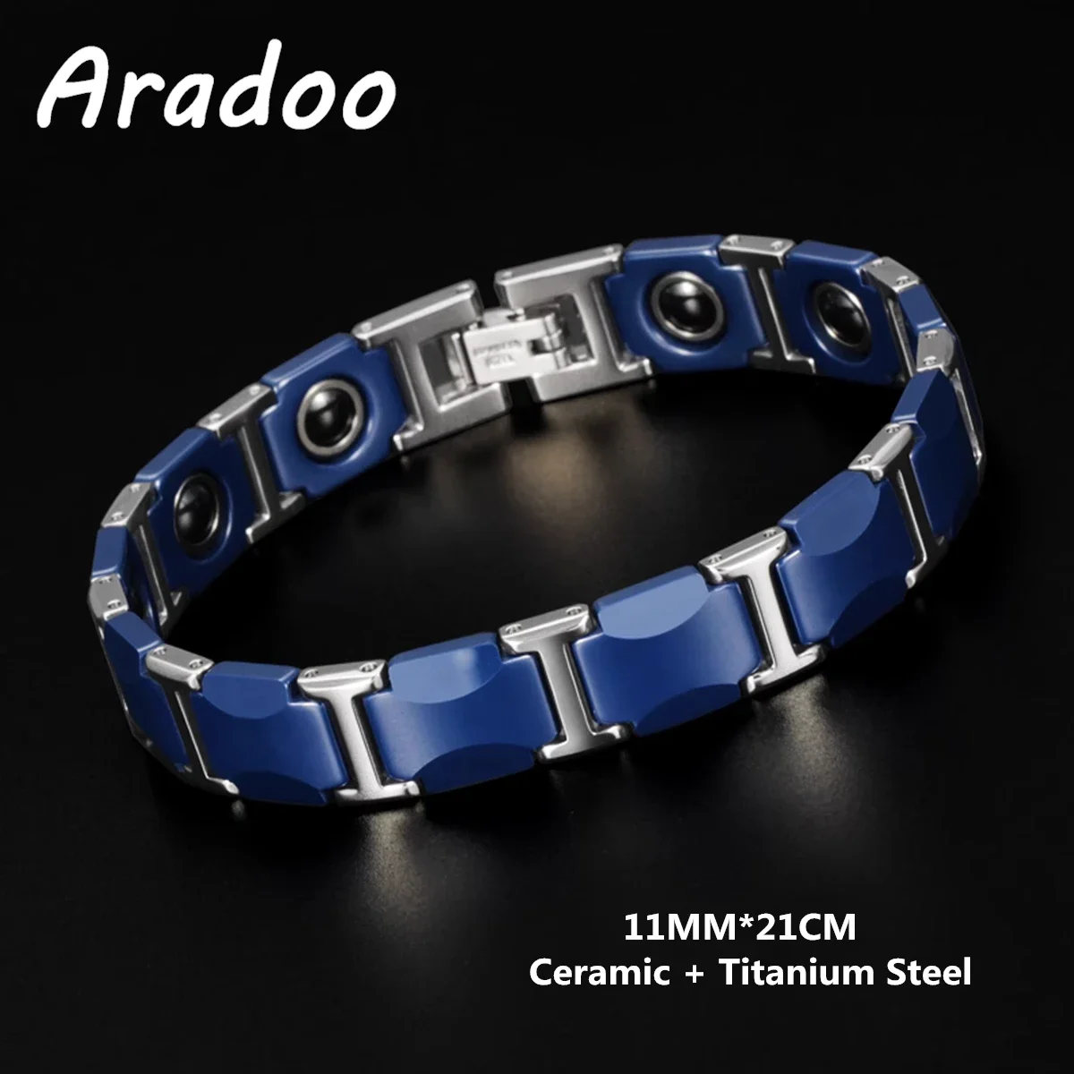 ARADOO Ceramic Titanium Steel Bracelet Magnetic Therapy Hematite Link Bracelets