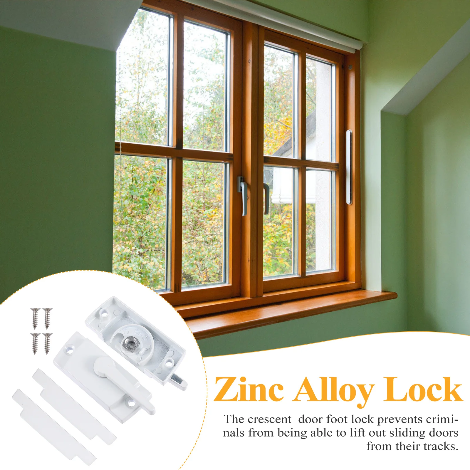 

2 Sets White Buttons Zinc Alloy Crescent Locks for Doors Windows Push Pull Buckle Sturdy Hardware Security Sliding Door Latch