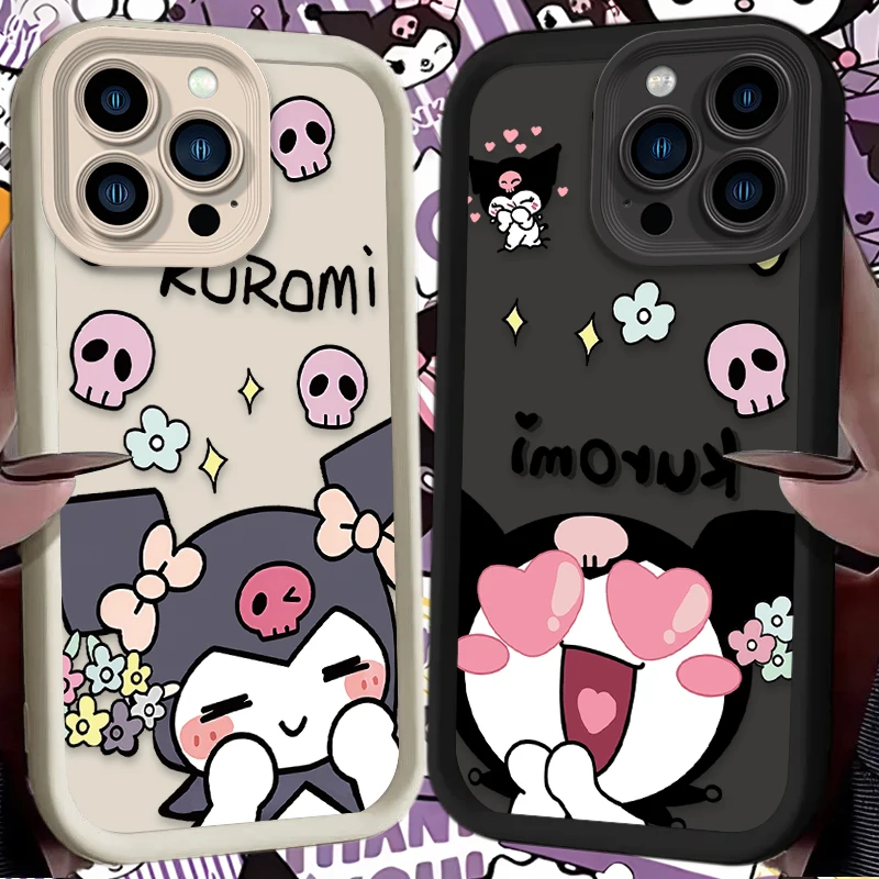 Lovely Sanrio K-Kuromi Phone Case For iPhone 16 15 14 13 12 11 Pro Max XS Max XR 7 8 Plus Shockproof Soft Silicone Back Cover