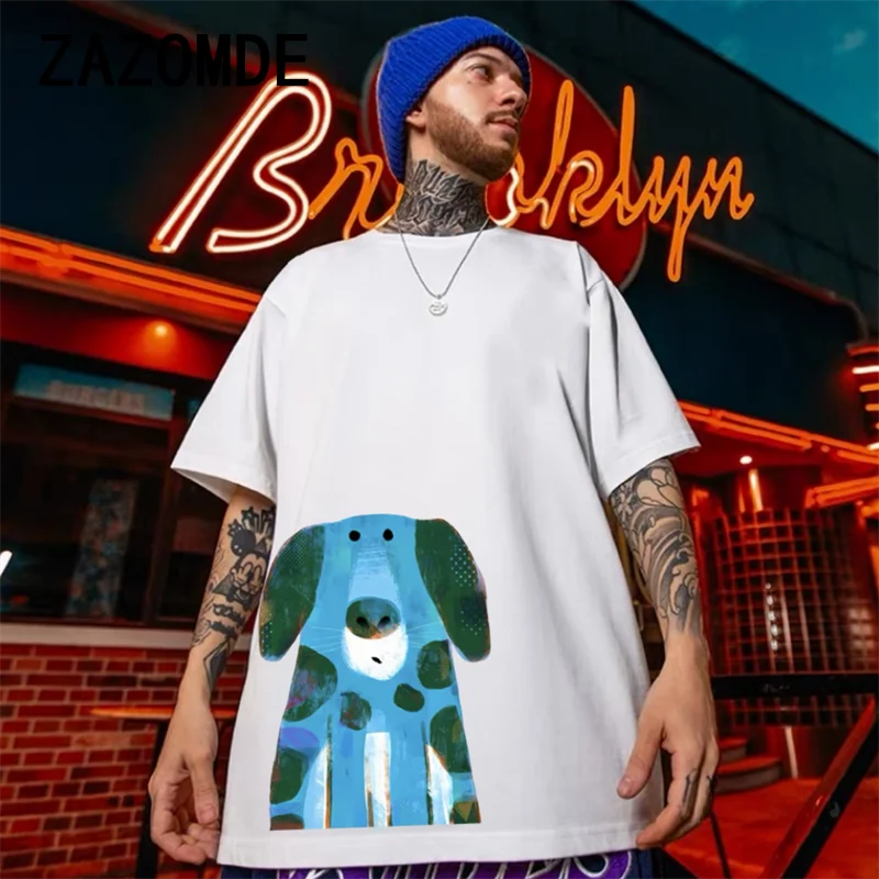 ZAZOMDE 2024 New Man T-shirts Cartoon Anime Dog Women Summer Short Sleeve Clothes T Shirt Plus Size Tops Tee Clothing