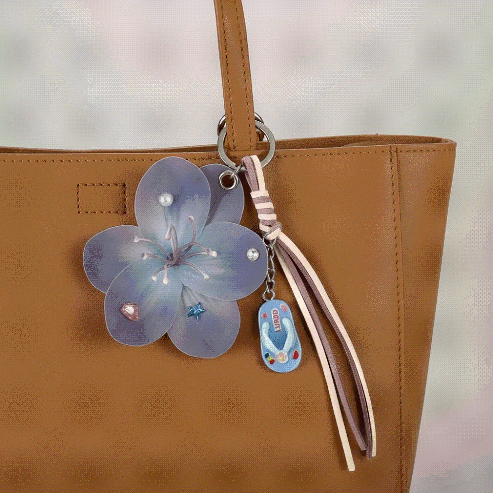 Handmade Braided Flower Key Chain Realistic Floral Simulated Resin Floral Phone Lanyard Anti Lost Exquisite Elegant