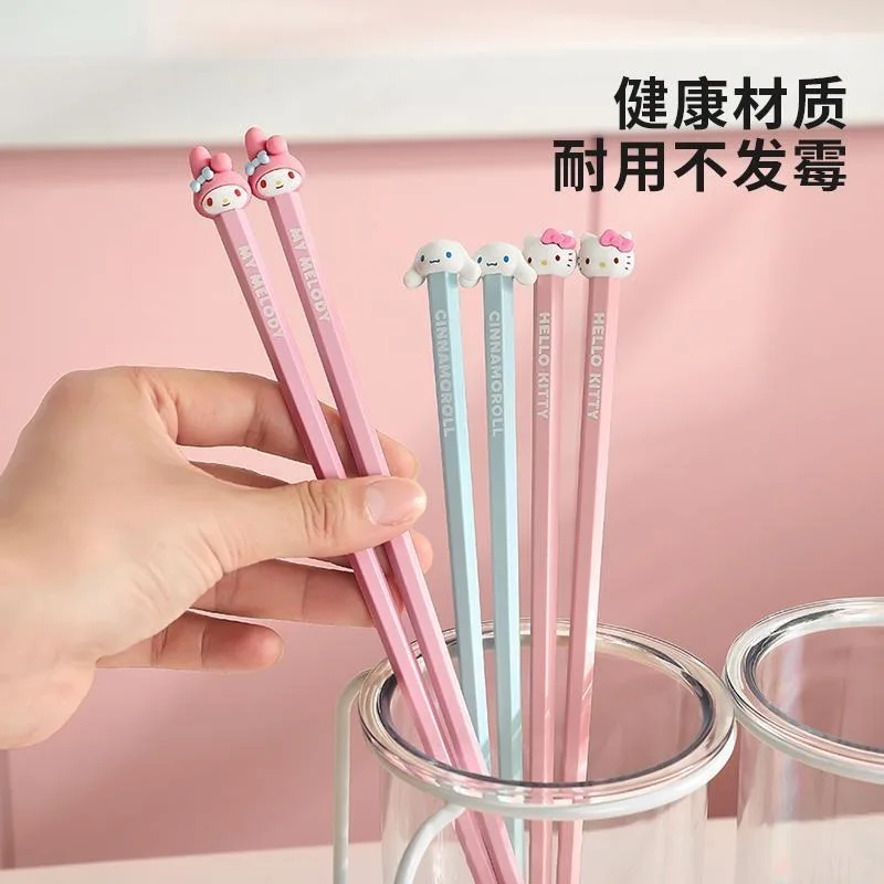 Sanrio Hello Kitty My Melody Cinnamoroll alloy chopsticks new meal-sharing special non-slip couple style cartoon cute chopsticks