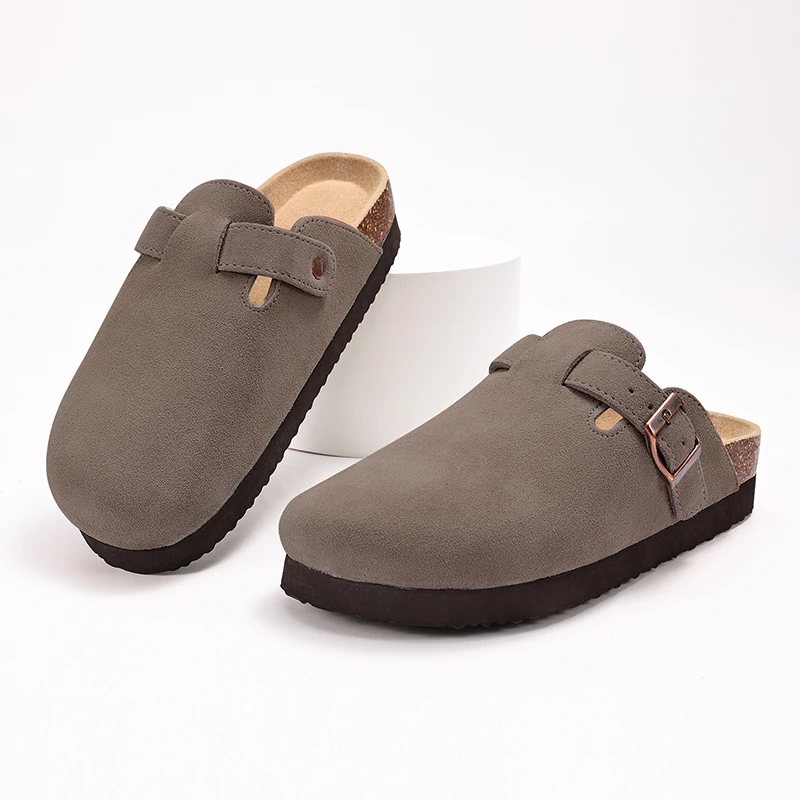 Comwarm Thick Plaform Clogs Men Classic Cork Slippers Fashion Leather Mules Male Beach Shoes Arch Support Outdoor Flats Shoes