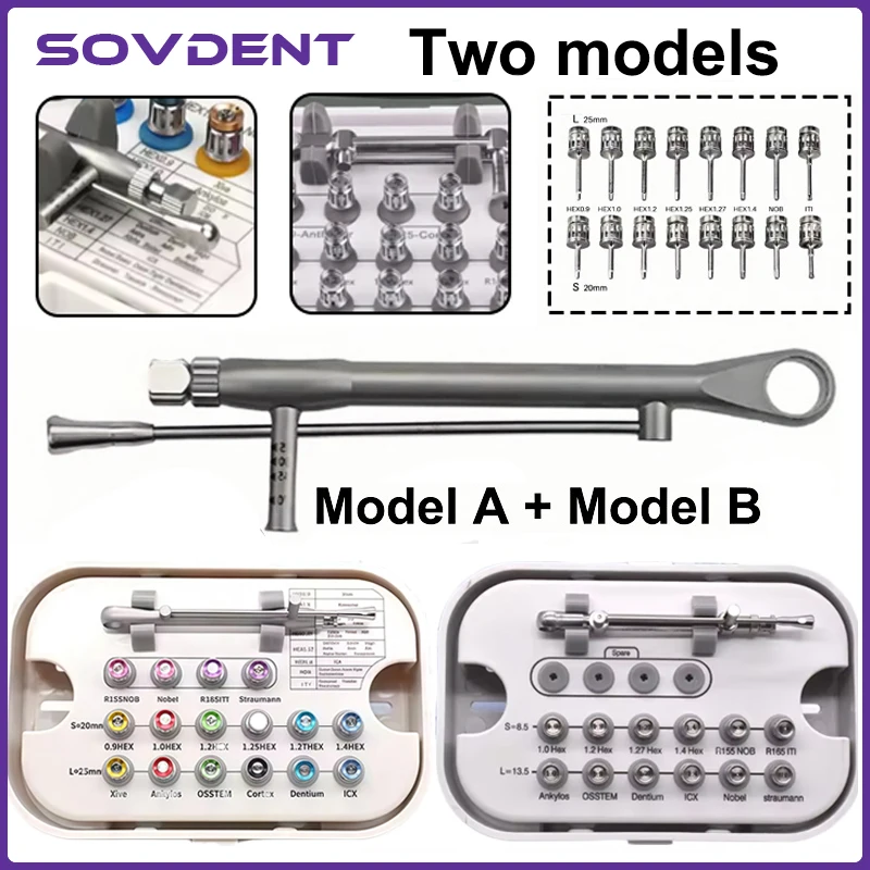 1Set Dental Implant Tool Case, Multifunctional Restorative Torque Wrench, Dental Screwdriver and Wrench Set Torque Wrench Tool
