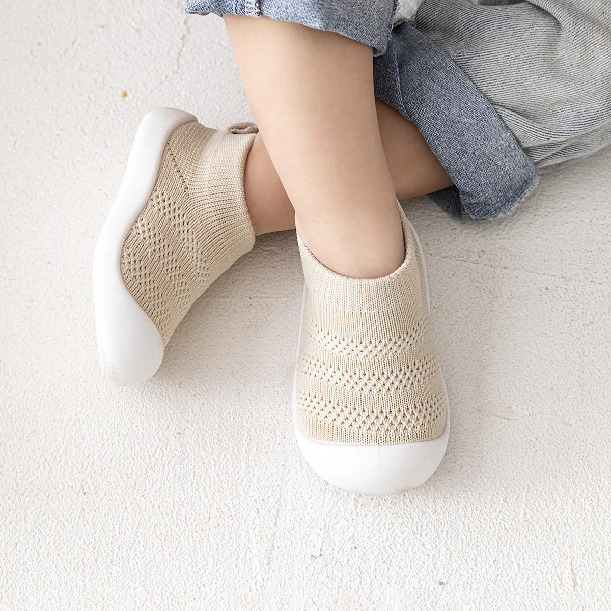 Summer Mesh Breathable Simple Baby First Walker Toddler Shoes Soft Bottom Lightweight Kids Girls Boys Slip-On Casual Sneakers