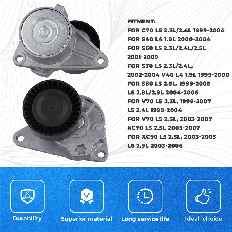 

ABXN-31251250 Car Belt Pulley Tensioner For Volvo C70 S40 S60 S70 S90 V70 XC90 1999-2007 999053A