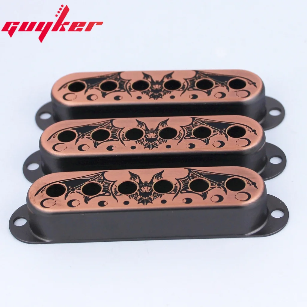 3pcs Single Coil Guitar Pickup Copper Cover 52mm Pole Spacing Bat Pattern Surface Available In Three Colors