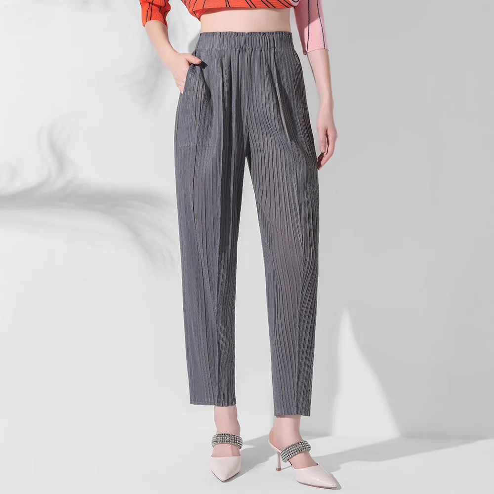 

Miyaka Style Folds Fashionable Casual and Versatile Trousers for Women 2025 New High-waist Loose Slimming Draped Straight Pants