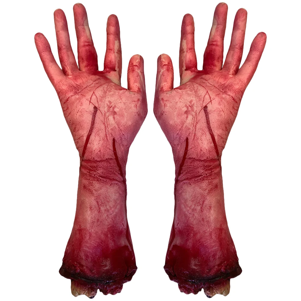 

2 Pcs Horror Prosthetic Hand Decoration Halloween Fake Hands Party Foam Trick Props Hallowen Ornament