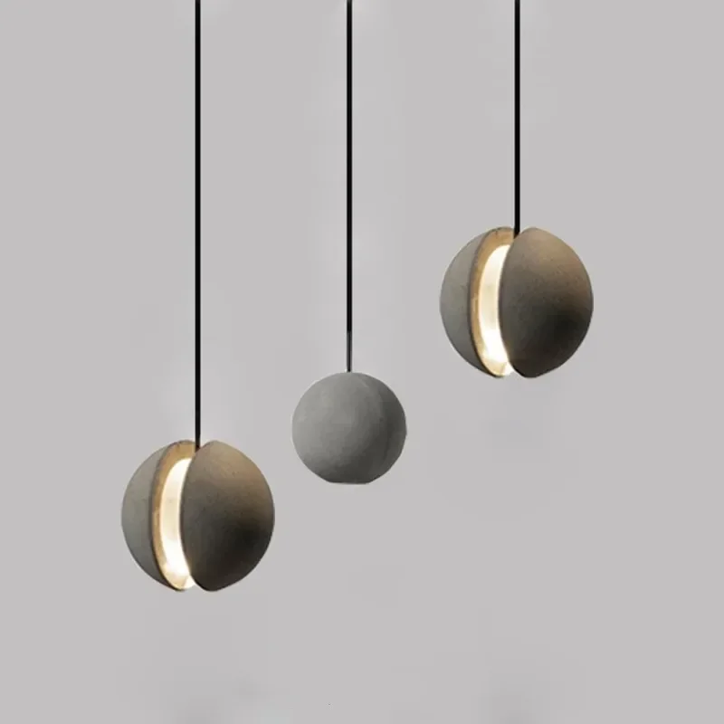 

Nordic Wabi Sabi Cement Led Pendant Lights Moon Planet Design Hanging Lamp Modern Bar Led Droplight Dining Room Suspend Lamp