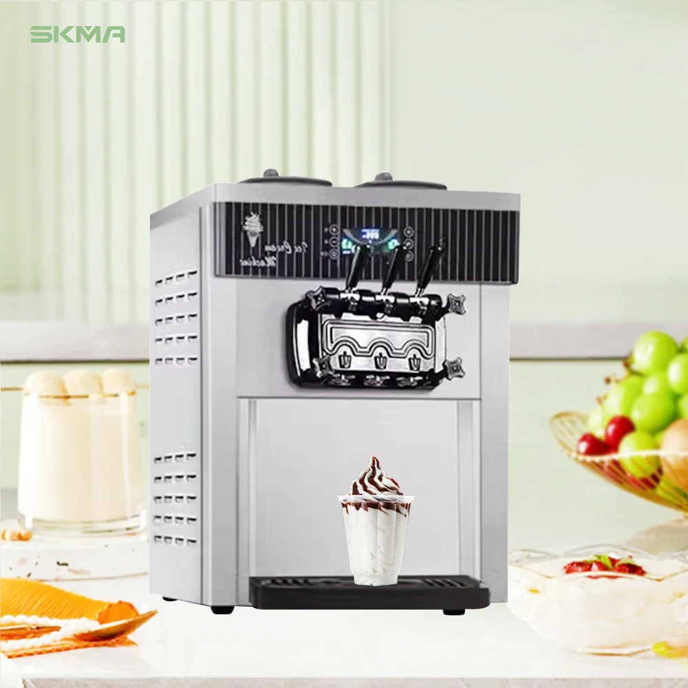 2024 Newest Commercial Automatic Large Vertical Desktop Stainless Steel Frozen Yogurt Maker Mixed Flavors Ice Cream Machine