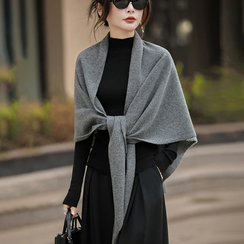2025 موضة 100% وشاح شال من الصوف تنوعا التنقل بسيط الترفيه الصوف الخالص مثلث تنوعا كبير الباشمينا