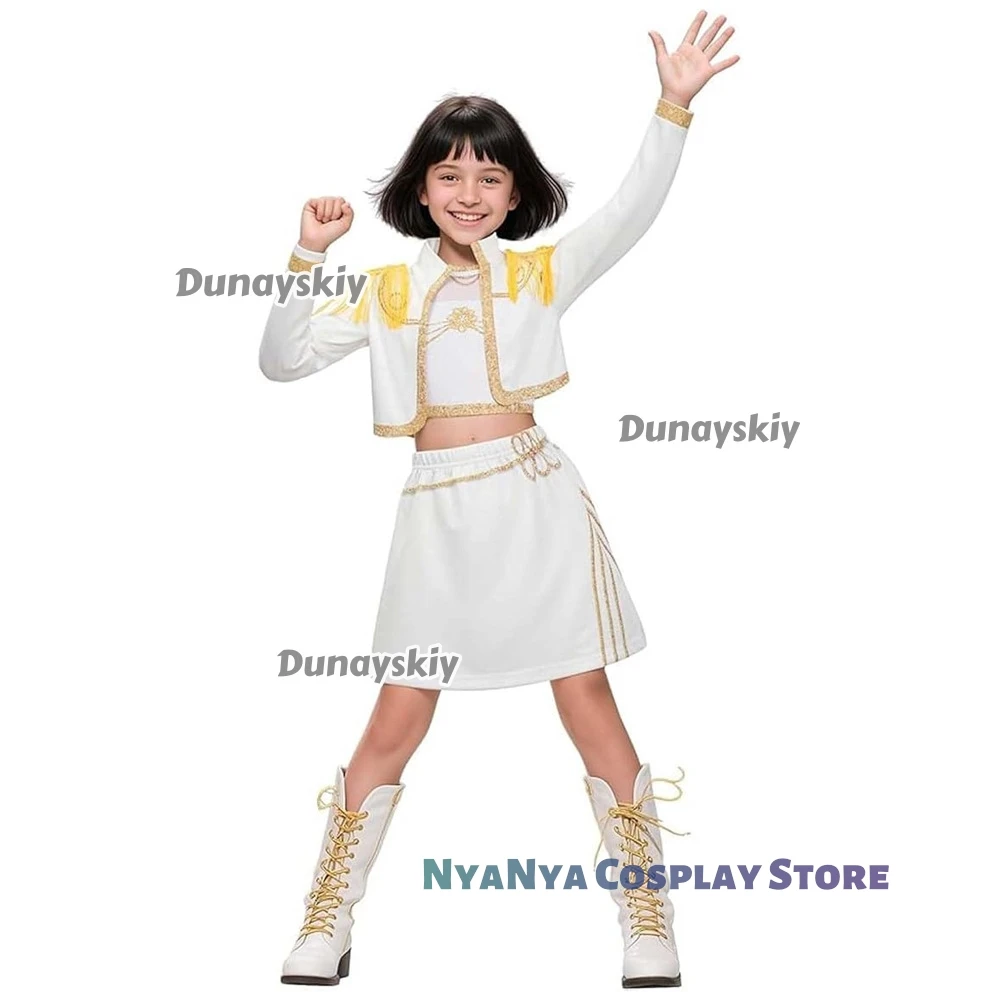 KPop De mon Hunter Girl Group Disfraz Rumi Mira Golden Conjunto de traje de cantante pop con estampado 3D Halloween ktaConjunto completo de Navidad