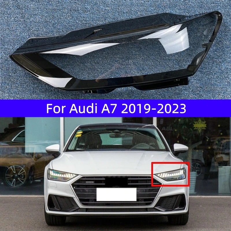 For Audi A7 2019 2020 2021 2022 2023 Car Front Headlight Transparent Lampshade Plexiglass Clear Lamp Shell Car Accessories