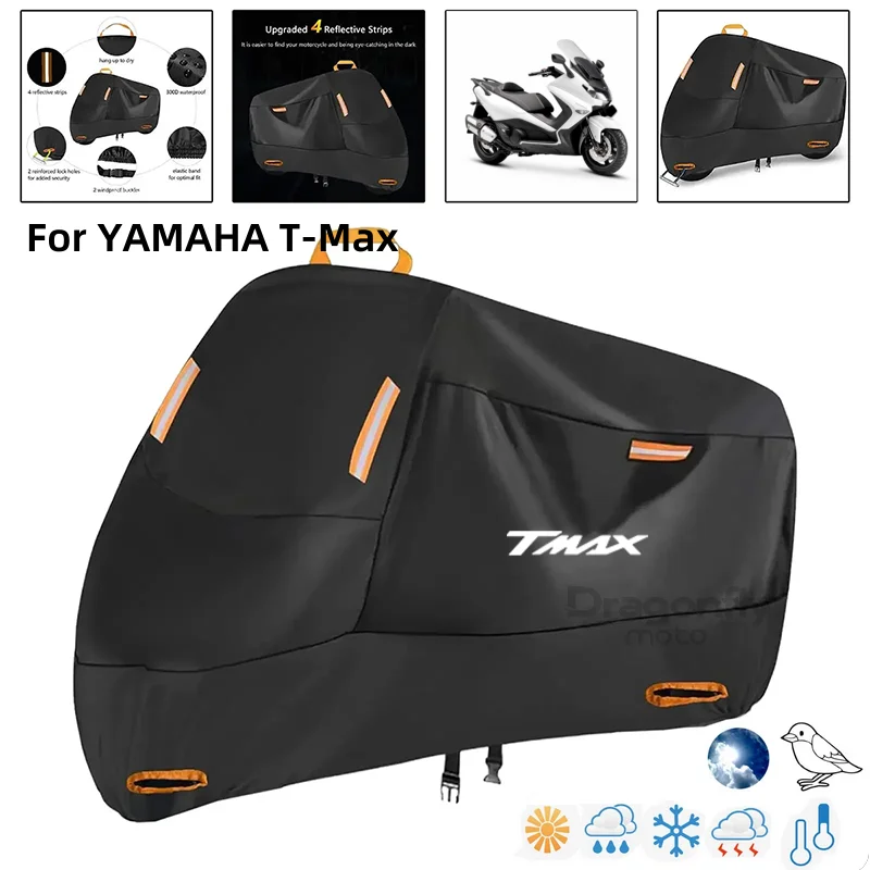 TMAX Logo Motorcycle Cover Waterproof Outdoor Scooter UV Protector Rain Cover For YAMAHA T-Max 500 TMAX 500 560 TMax 530