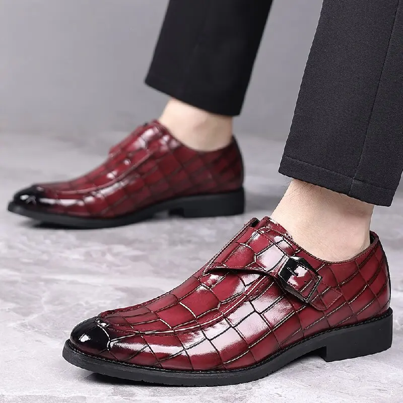 أحذية رجال الأعمال الكلاسيكية بدون كعب على الطراز الأمريكي مريحة ومتعددة الاستخدامات أحذية جلدية ذات علامة تجارية بريطانية أحذية اجتماعية للرجال #1