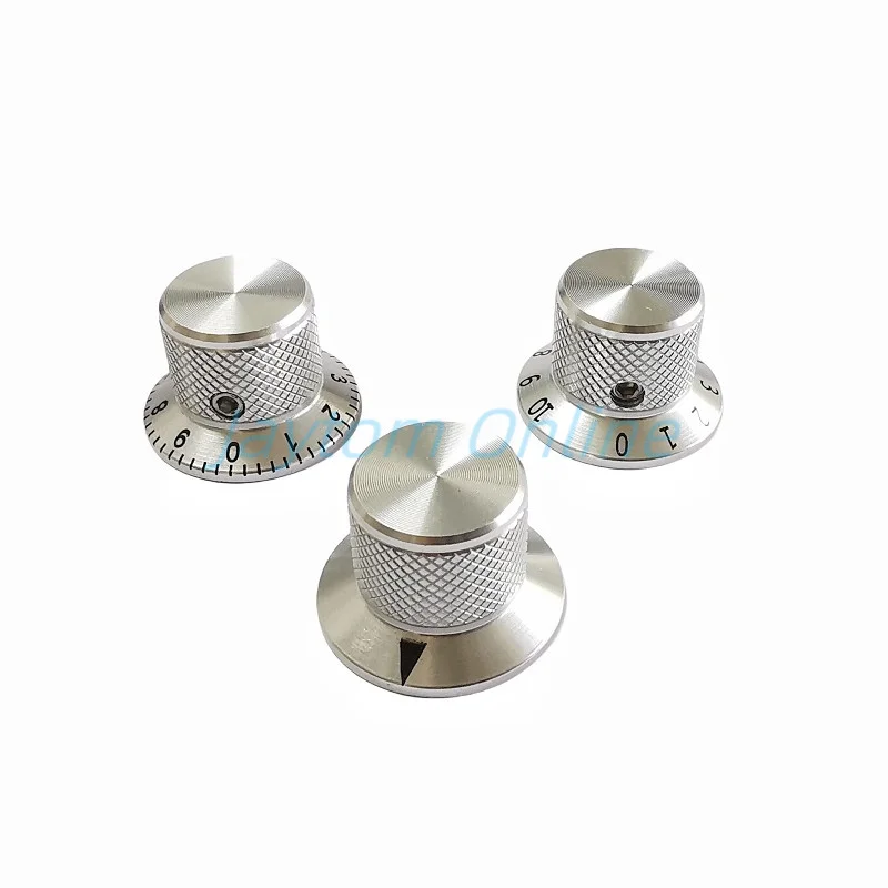 2pcs Silver Aluminum Alloy Potentiometer Switch Cap Volume Audio Electric Guitar Bass Knobs Screw Type 25 X 17mm With Screw