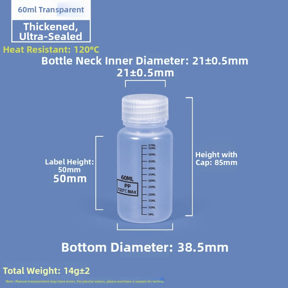 Multiple Capacities Wide Mouth Reagent Bottle 30-1000ml Transparent Laboratory Bottle Classrooms Home Packaging Bottle