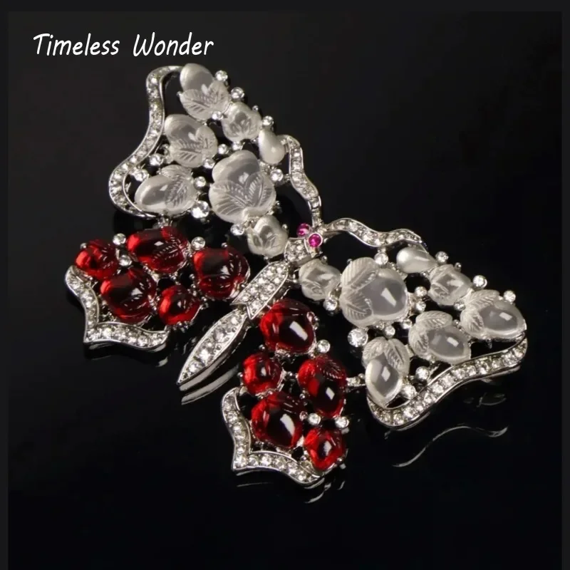 Timeless Wonder Fancy Zircon Crystal Butterfly Brooch Pins for Women Designer Jewelry Runway Top Luxury Cute Rare Sweet 6523