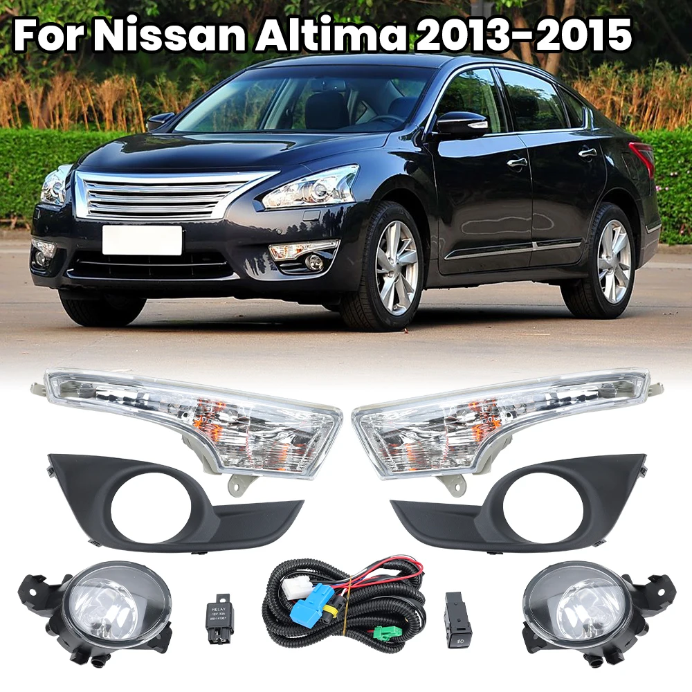 

For Nissan Altima Teana 2013 2014 2015 Car Fog Light Grills Cover DRL Fog Lamp Kit Headlight With Harness Bulb Switch US Version