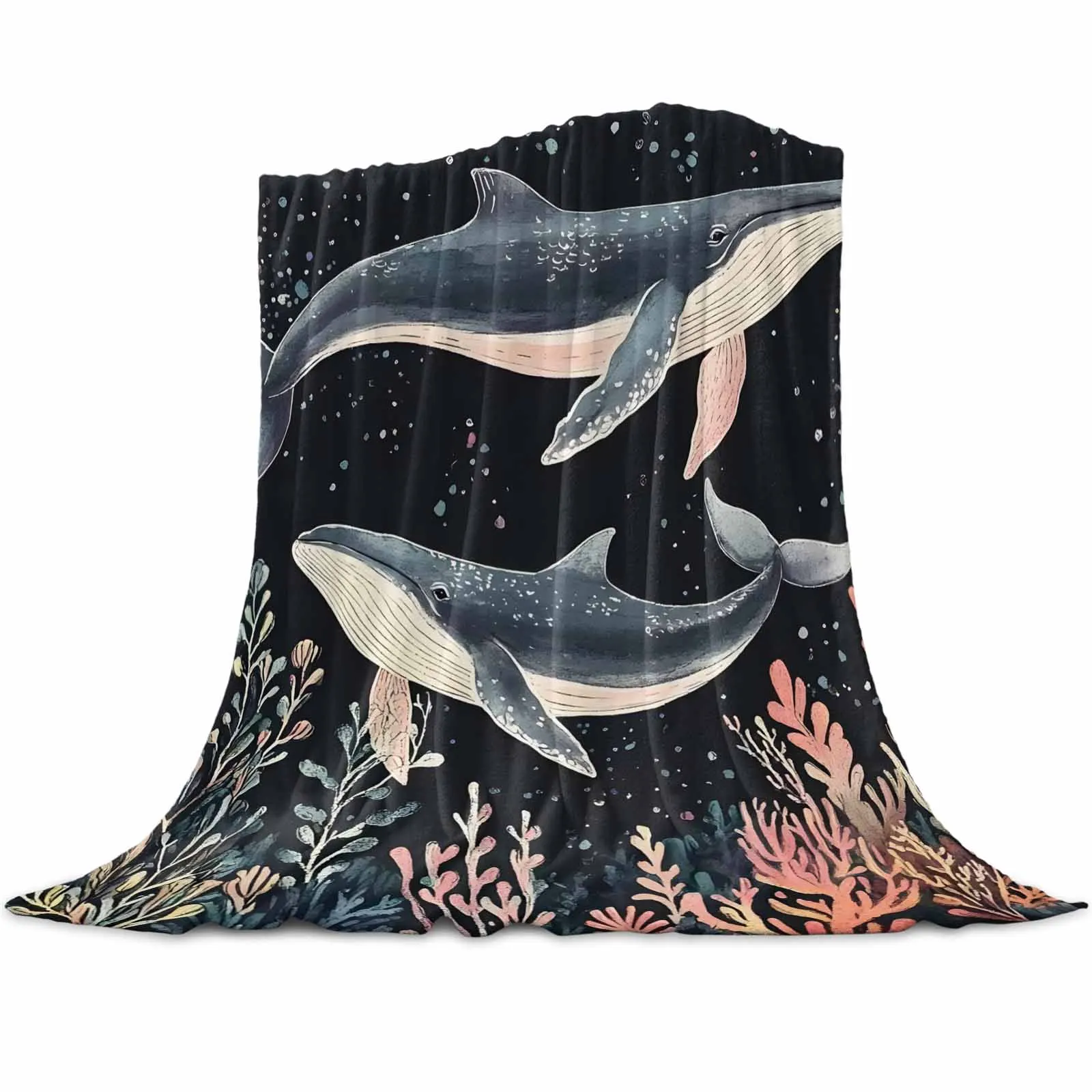 

Abstract Whale Art Throws Blankets for Sofa Bed Soft Plush Warm Sofa Throw Blanket Holiday Gifts