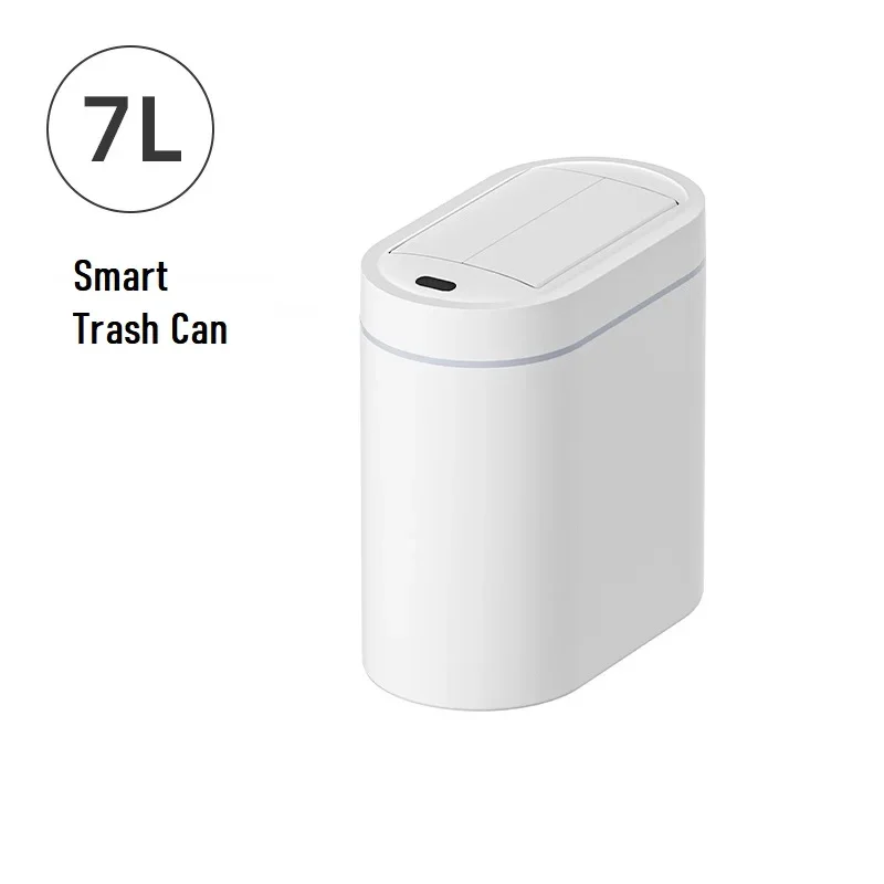 7L Smart Induction Auto Trash Can Wall Narrow Slit Lid Waterproof Compact Auto Touchless Electric Bin for Bathroom Toilet