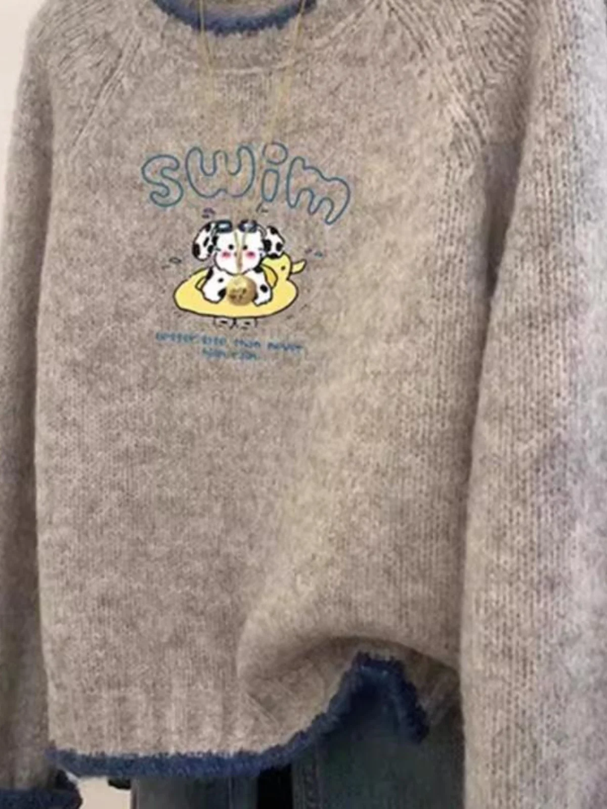 

ey Long Sve Knitted Sweater Soft Loose Women's Faion Comfortable Slimming Print Top Autumn Winter Lazy Sle New Arrival