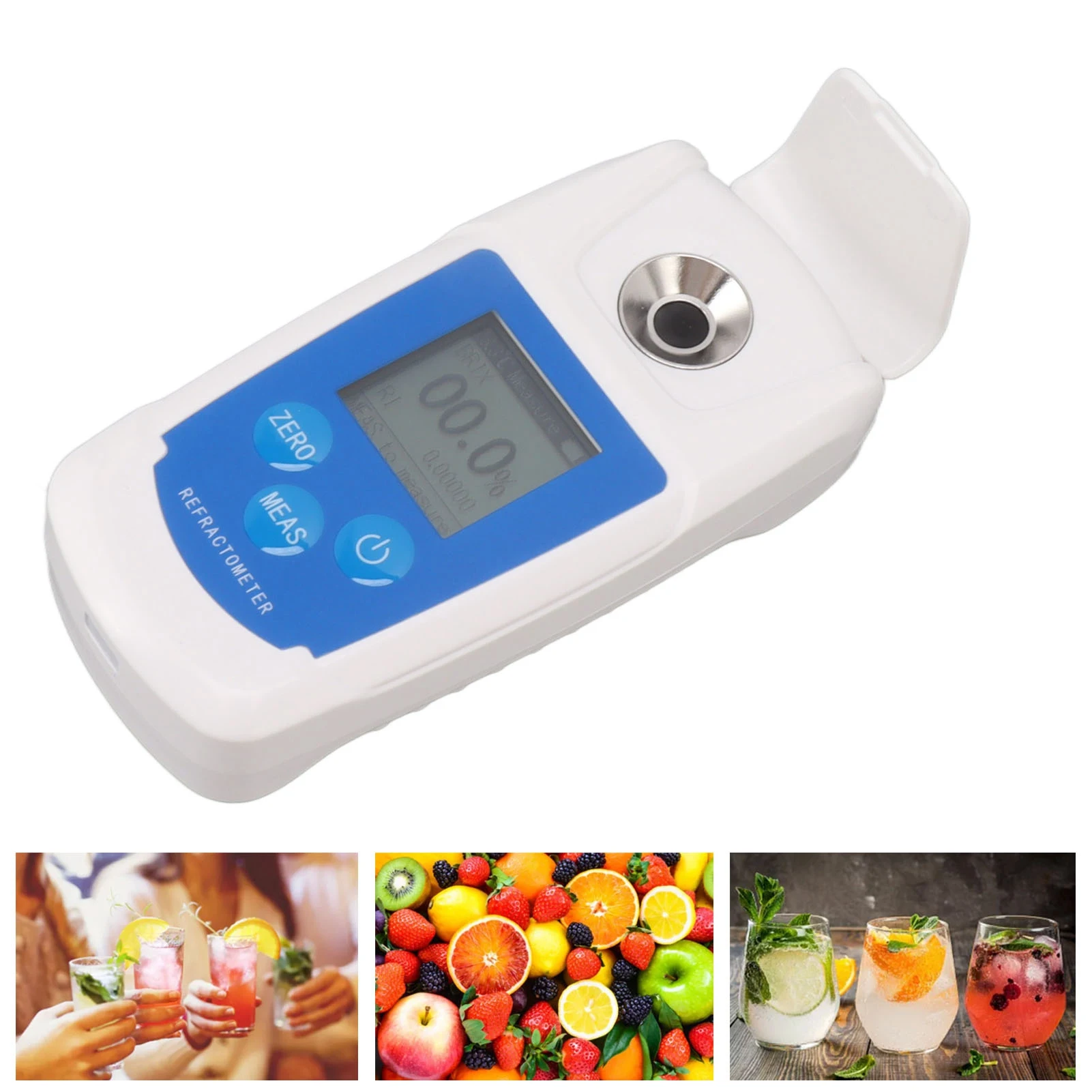 Digital Brix Meter Refractometer Fruit Juice Drinks Sprite Beverage Sugar Tester Meter Suger Content Measuring Instrument 0-55%