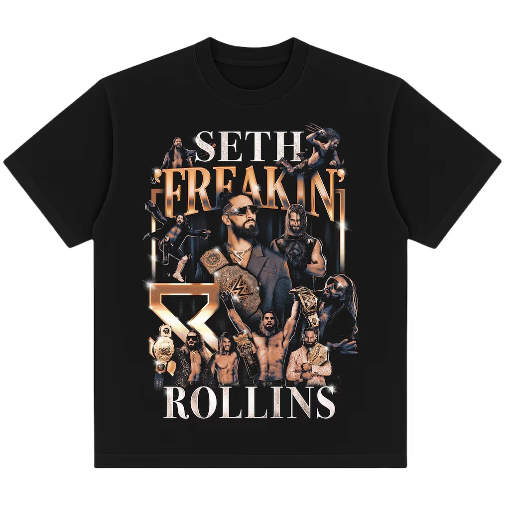 Seth Rollins-Camiseta 100% de algodón para hombre, camisas negras con gráficos de lucha libre de gran tamaño, camiseta con cuello redondo Y2k de verano para mujer