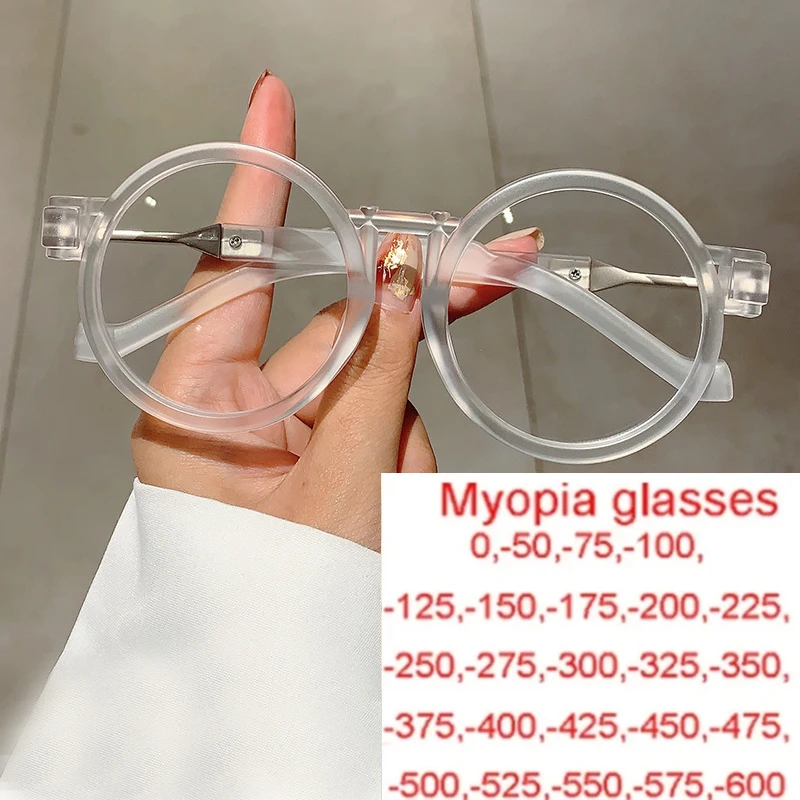 Fashion Women Round Minimalist Myopia Glasses Vintage Brand Designer Shades UV400 Men Nearsightedness Eyeglasses