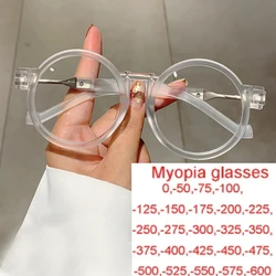 Women Round Photochromic Gray Myopia Glasses Vintage Brand Designer Shades UV400 Men Nearsighted Eyeglasses