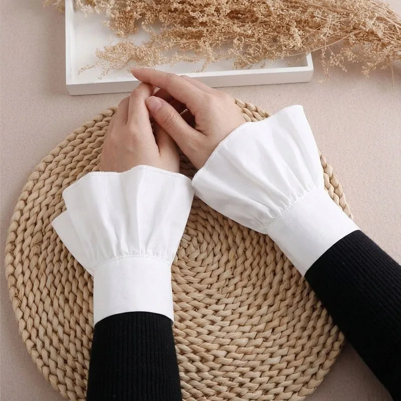 1/3/5/10Pairs Lace Sleeve Cuffs Ruffled Floral Detachable for Work Office Blouse Shirt Cardigan Chic Classy