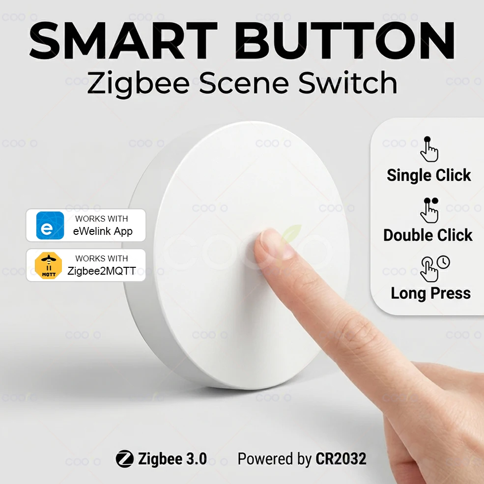 Interruptor inalámbrico con botón inteligente ZigBee 3,0, incluye batería, aplicación Ewelink, Control remoto, interruptor de escenario de automatización, funciona con Z2M