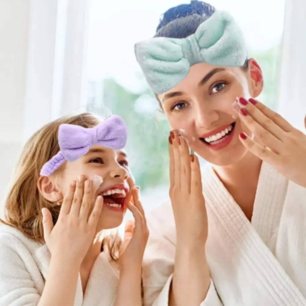 Make-up Haarband mit Schleife, weiches Korallenfleece, hochelastisch - zdjęcie 1
