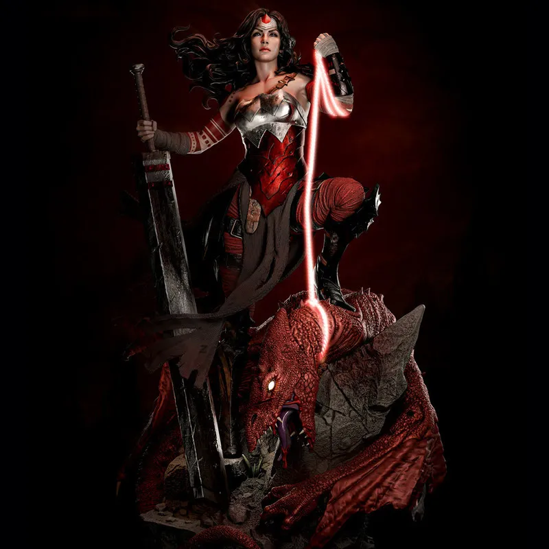 

50mm 75mm 90mm Dragon Slaying Female Hero Resin Model Figure Gk Micro Miniature 3d Printed White Model Toy Unassembled Unpainted