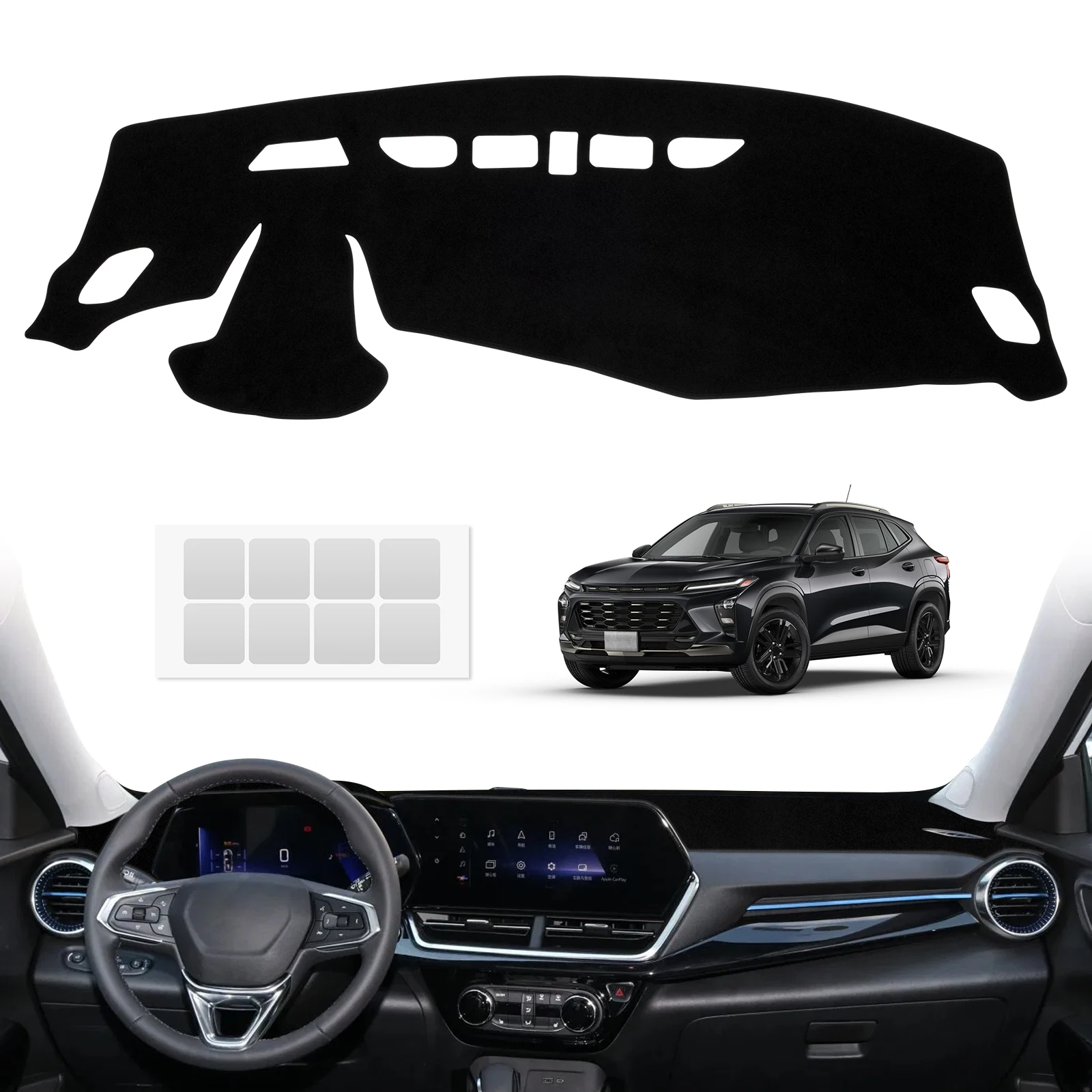 

Dashboard Cover for Chevy Chevrolet Trax 2024 2025 LHD Black Non-Slip Protector Sunshield UV-Blocking Anti-Glare Dash Mat Pad