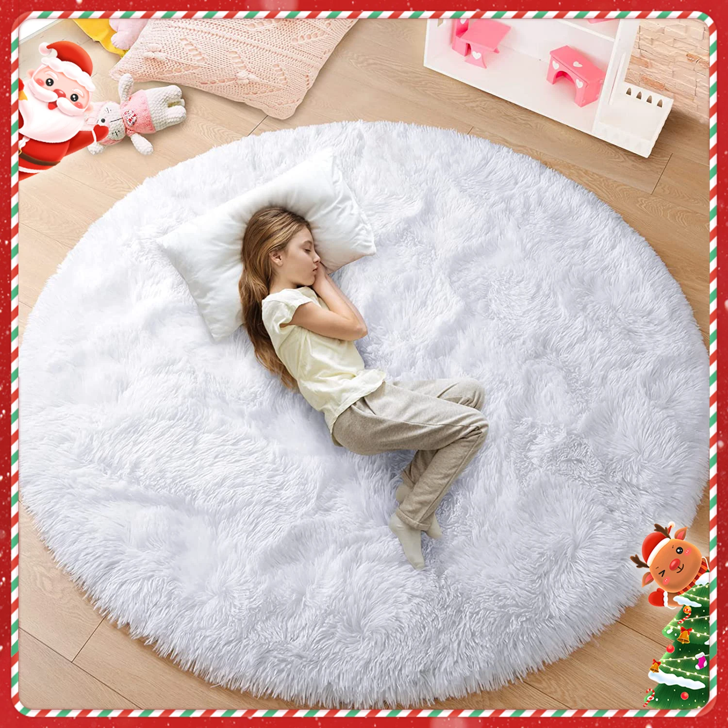 High quality fluffy round rug Carpets for Living Room Decor Kids Bedroom Decor Floor Mat Anti-Slip Rugs Home Decoration Carpet