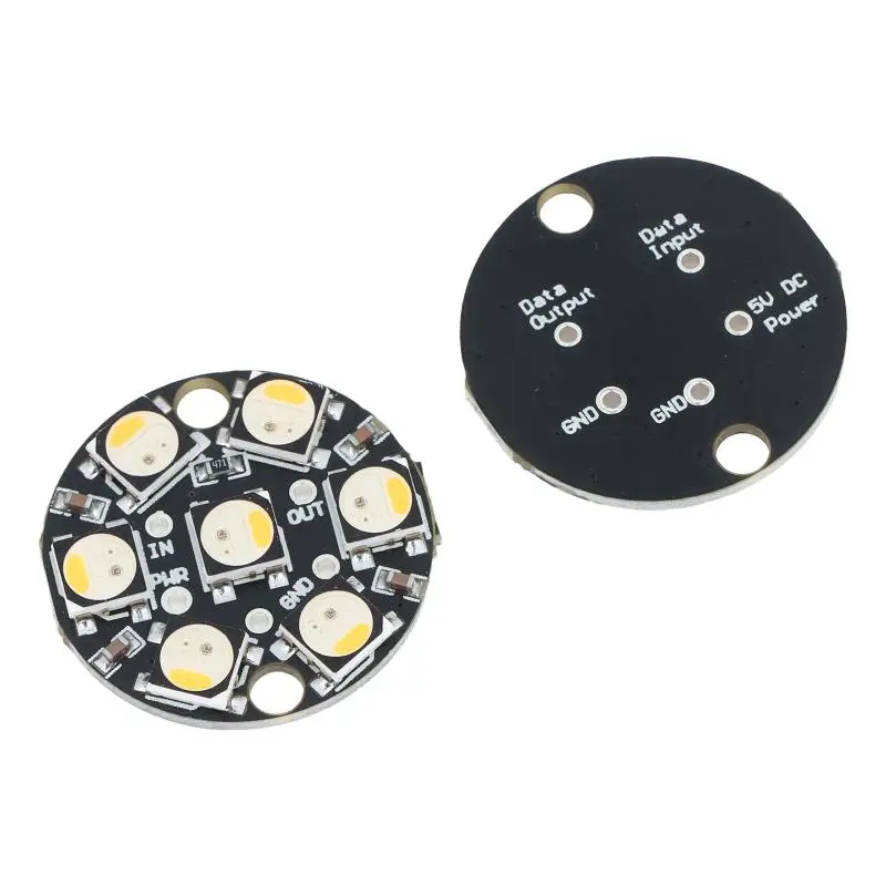 【C】WS2812 7Bit Round LED Circuit Board Integrated Driver Programmable For DIY Electronic Projects Makers