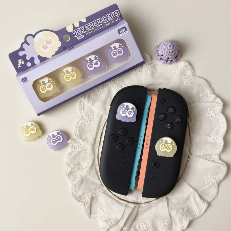 Pmw Original Switch2 Color Octopus Joystick Hat Personalizado Ns1 Transparent Octopus Joystick Hat Paquete de 4 Accesorios para Juegos de Anime