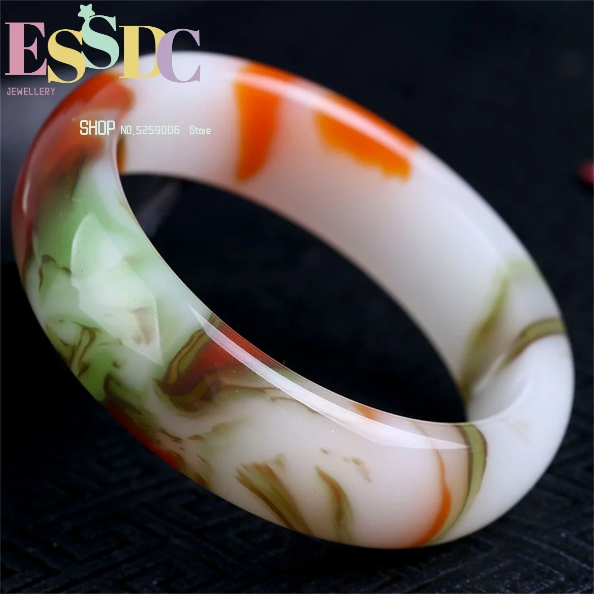 Naturally Xinjiang Hotan Jade Outer Cover Colorful Chicken Blood Jade Bracelet Color Gift Women's Personality Versatile Jewelry