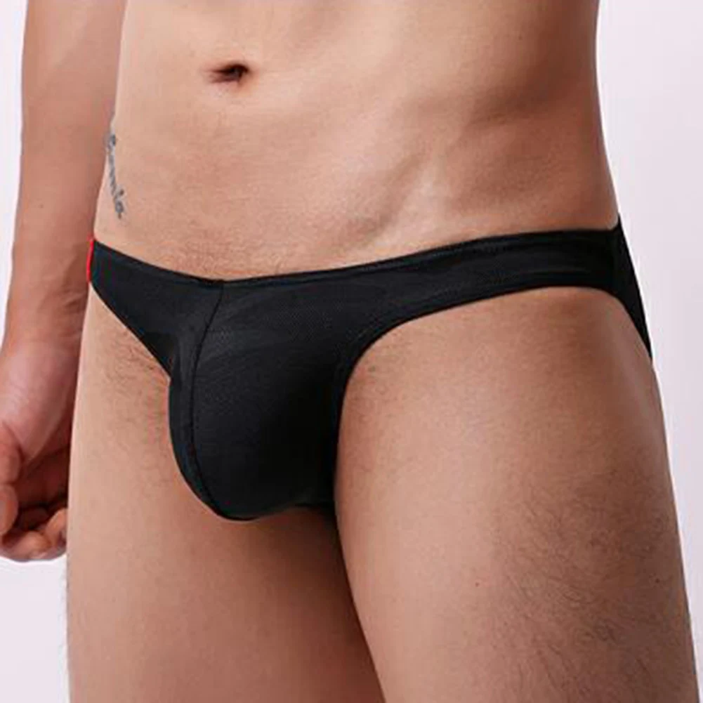 Sexy Mens Low Waist Elastic Underwear Sexy Thin Breathable Panties Printed Pouch Briefs Seamless Underpants Hombre Jockstrap