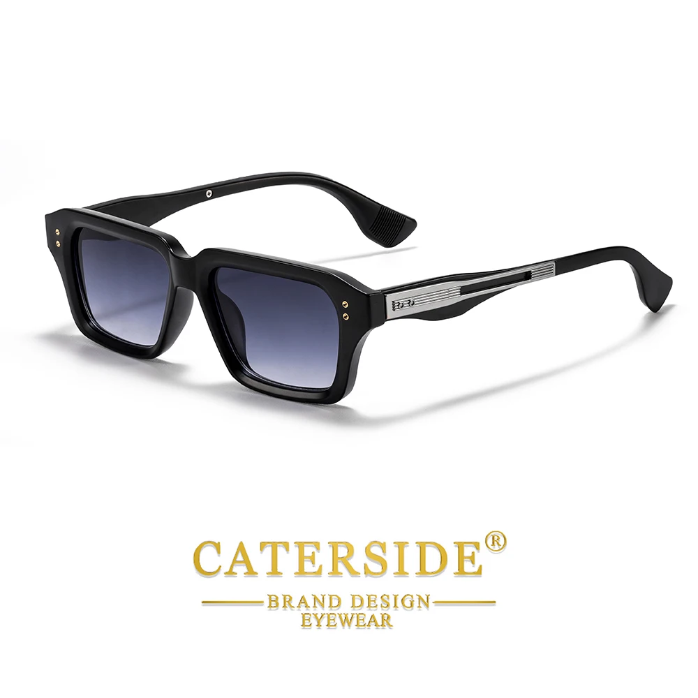 CATERSIDE Retro Quadratische Metall-Sonnenbrille für Männer, Modische Damen-Sonnenbrille, Outdoor-Reise-Fahrbrille, Dekorative Brille, UV400 – Detail 8