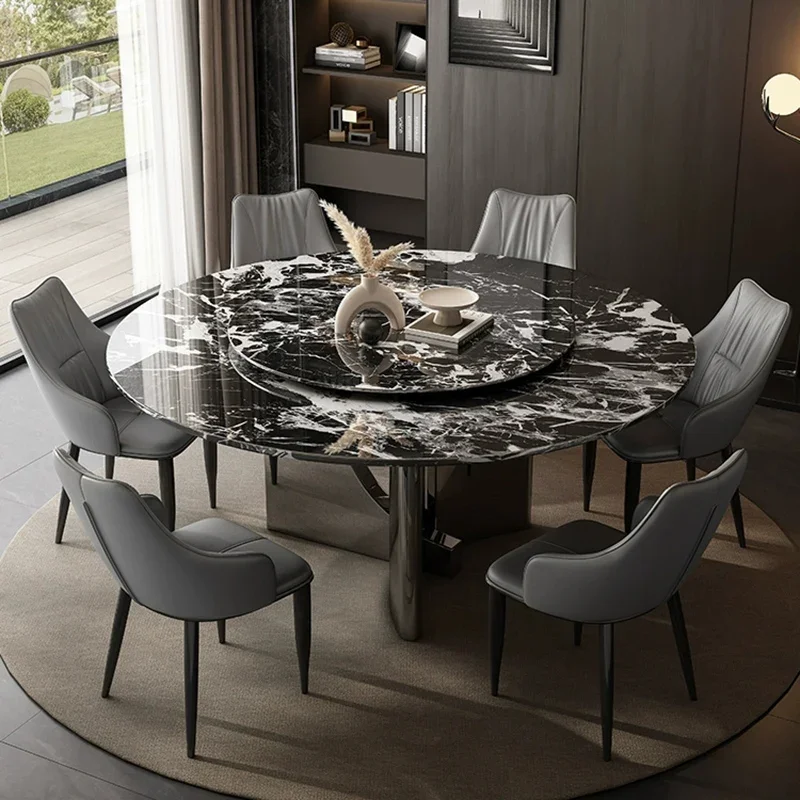 Luxury Floor Mobile Dining Table Yuan Household Sheshi Dining Table Qingshe Living Room Mesas De Jantar Apartment Furniture